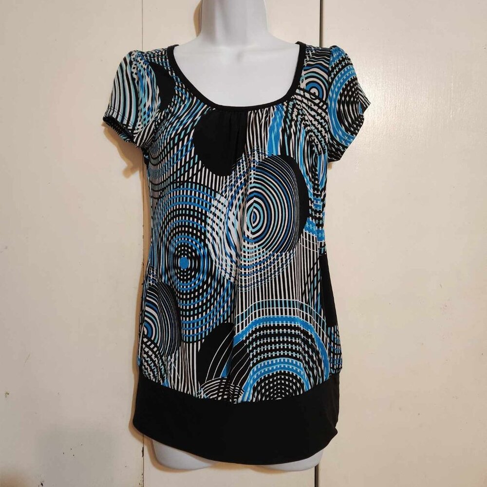 L Heart Soul Y2K Boho Babydoll Geometric Striped Festival Indie Retro Top